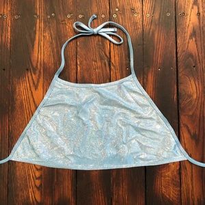 Sparkly Blue Halter Top - American Apparel